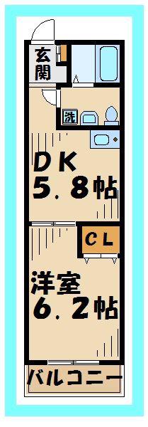 アンジェリアス本厚木(1DK/3階)の間取り写真