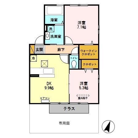 リビングゲートシティ7(2DK/1階)の間取り写真