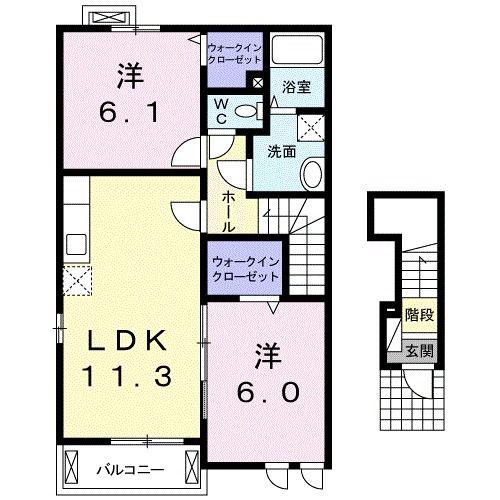 ベル・アンジュ(2LDK/2階)の間取り写真