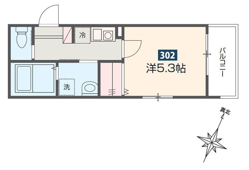 ハレアカラ東浦和(1K/3階)の間取り写真