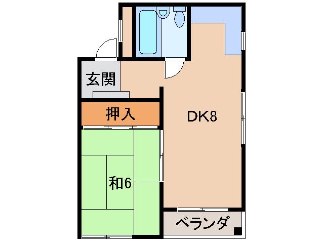ドエル紀三井寺(1DK/4階)の間取り写真