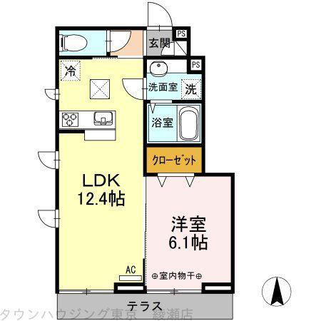 グラン ベル(1LDK/1階)の間取り写真