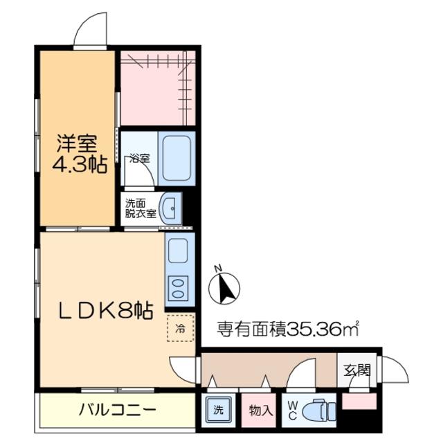 ハイム・グーデンベルク(1LDK/2階)の間取り写真