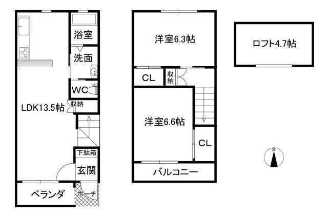 ボナソルテ(2LDK/1階)の間取り写真