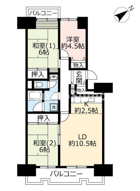 UR今津浜パークタウン 13号棟(3LDK/7階)の間取り写真