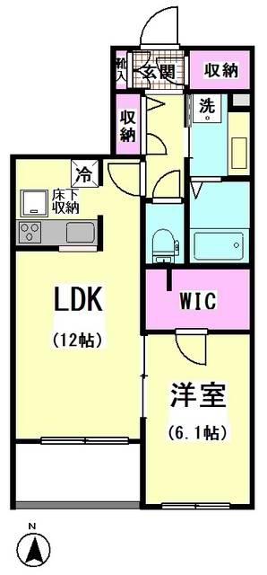 リビオンIII(1LDK/1階)の間取り写真
