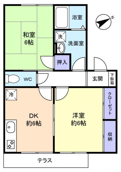 メゾン八千代台2号棟(2DK/1階)の間取り写真