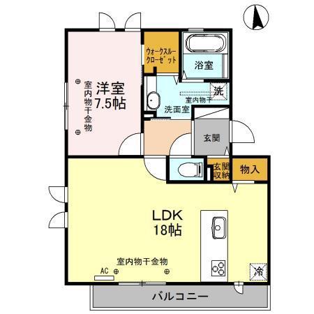 石川県金沢市 3階建 築11年(1LDK/3階)の間取り写真