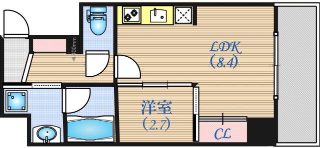 ナットレジデンス都島本通(1LDK/4階)の間取り写真