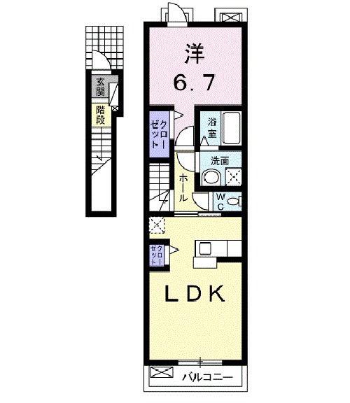 アルカンシエル 神立A(1LDK/2階)の間取り写真