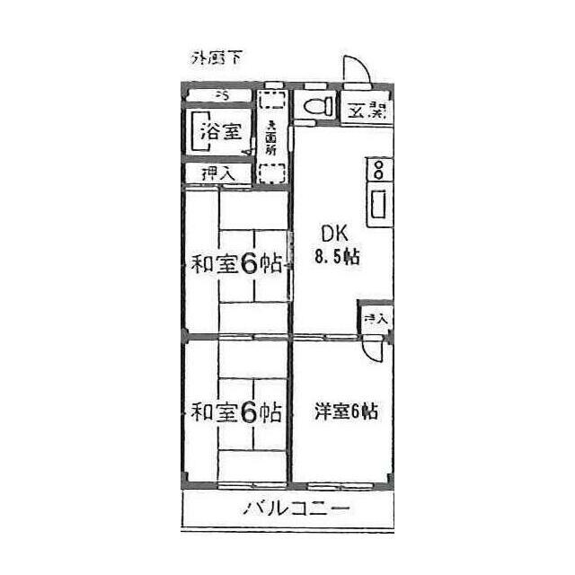 原町油屋レジデンス(3DK/2階)の間取り写真
