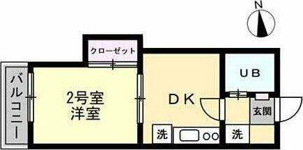 ヴィラトーヨー平塚(1DK/1階)の間取り写真