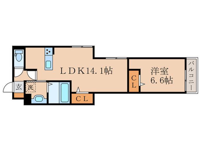 ASUKAV(1LDK/1階)の間取り写真