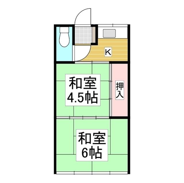 たかの荘(2K/1階)の間取り写真