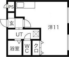 モスト豊平8・9(ワンルーム/1階)の間取り写真