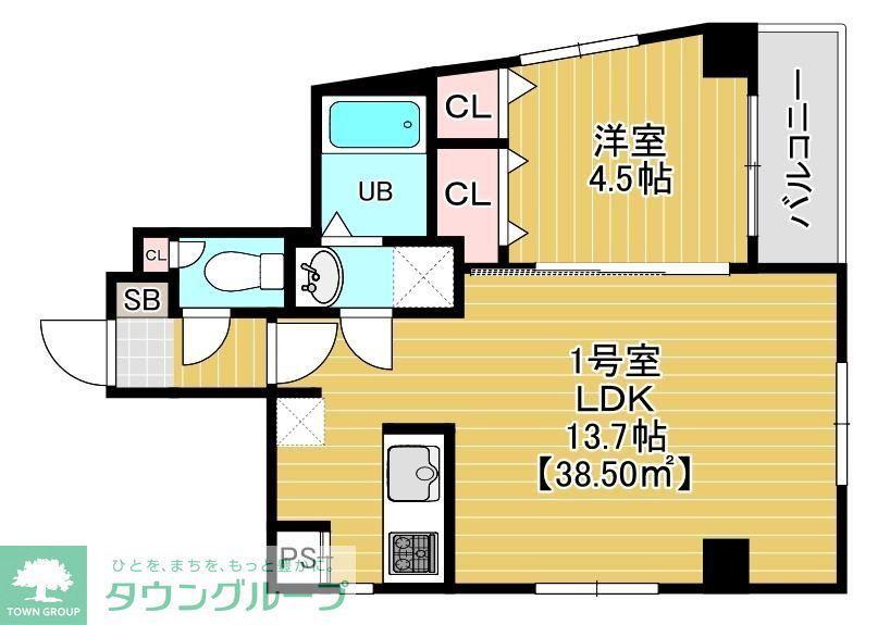 THE HOUSE MINOWA(1LDK/4階)の間取り写真
