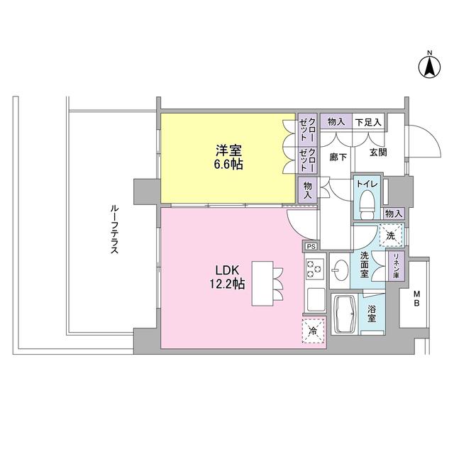 アンビエンテ経堂(1LDK/6階)の間取り写真