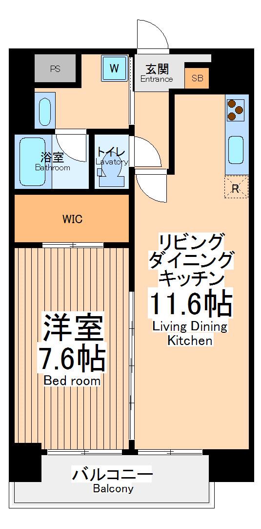 プライムコート立川(1LDK/9階)の間取り写真