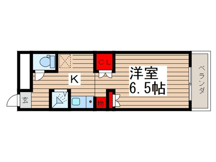 竹柏貝畑ビル(1K/4階)の間取り写真