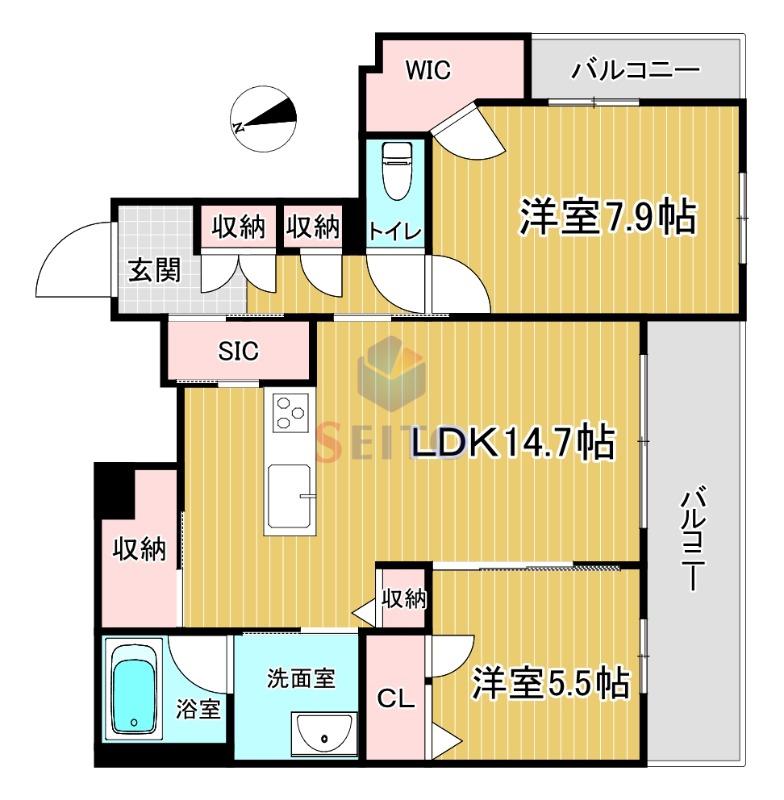 エトルミエール サクラ(2LDK/3階)の間取り写真