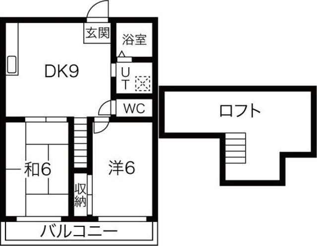 エヴァグリーン(2DK/2階)の間取り写真