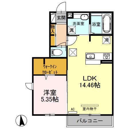 D-ROOMTODA FRONT COURT B(1LDK/1階)の間取り写真
