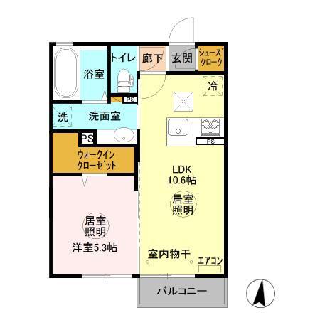 CO-MIKA ティエラ館(1LDK/1階)の間取り写真