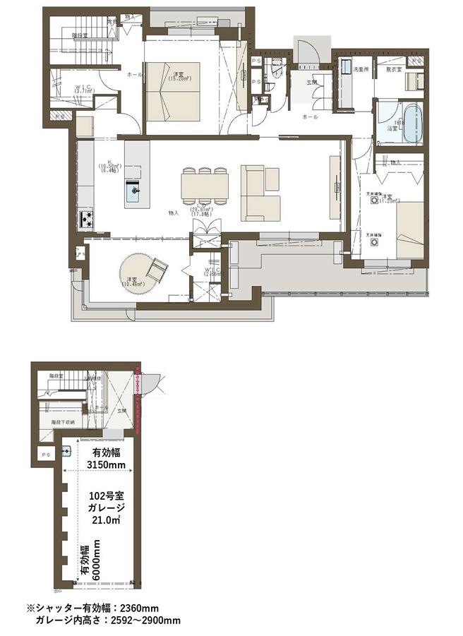 LA CASA ASHIYAGAWA BASE(3LDK/1階)の間取り写真