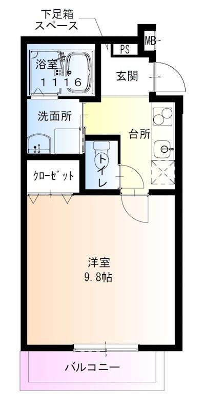 フジパレス大物公園II番館(1K/1階)の間取り写真