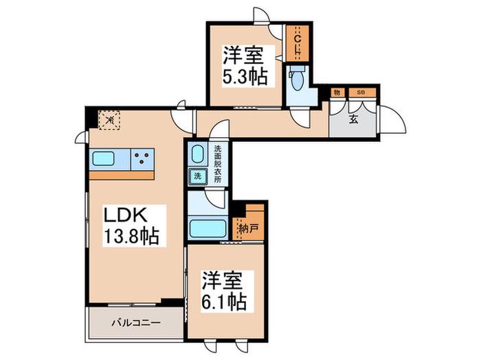 フォレスト等々力(2LDK/2階)の間取り写真