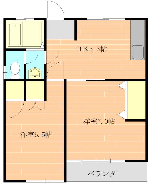 アラキハイツ(2DK/1階)の間取り写真