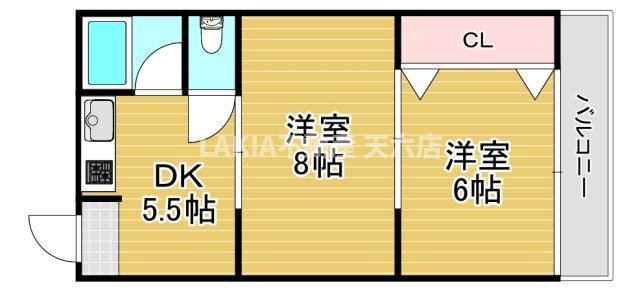 マンション若竹(2DK/2階)の間取り写真
