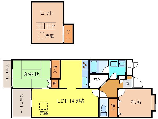 LAZOS DE FELIZ HIBARIGAOKA(2LDK/2階)の間取り写真