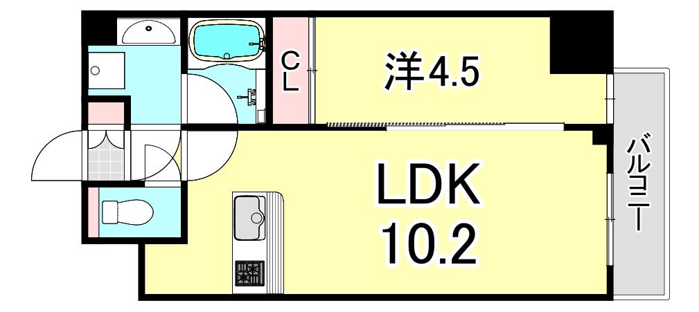 プレジオ武庫川ASIAN(1LDK/3階)の間取り写真