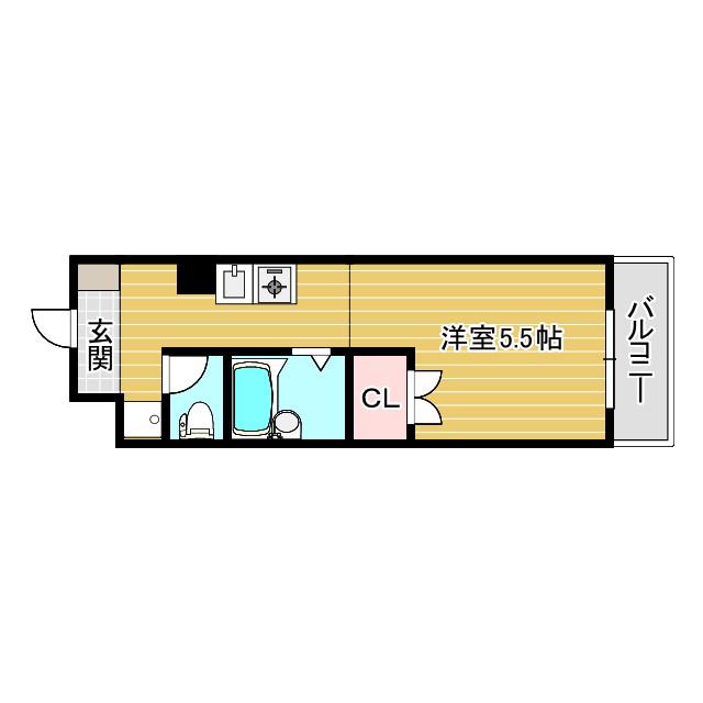 アシヤ1555(ワンルーム/2階)の間取り写真