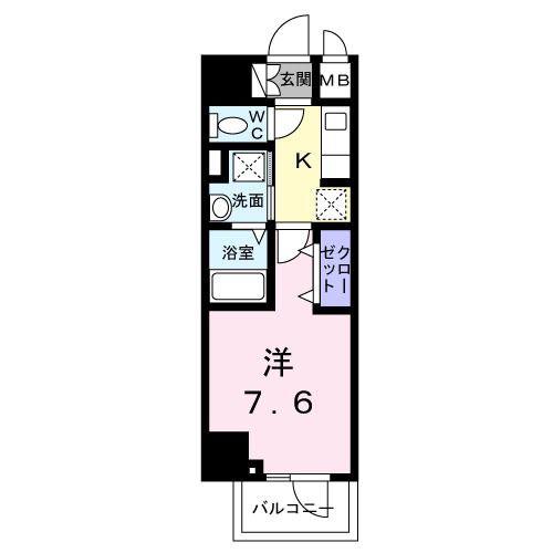 スアヴィス平塚八千代(1K/6階)の間取り写真