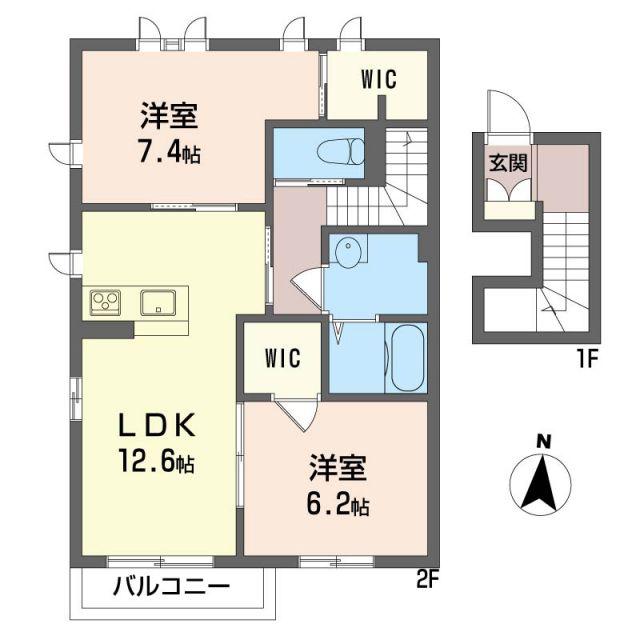 アンダンテ I(2LDK/2階)の間取り写真