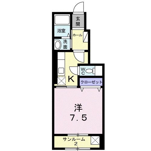 IMPERIAL III(1K/1階)の間取り写真
