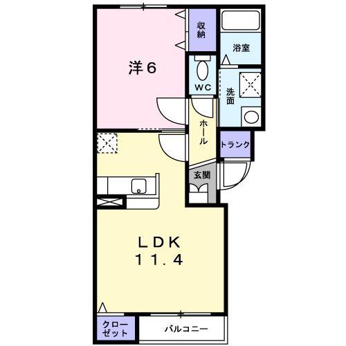 ブライトメゾンヤマヤ(1LDK/2階)の間取り写真