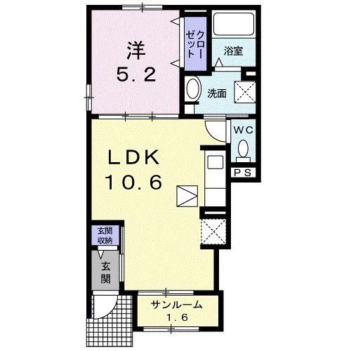 マルゼンI(1LDK/1階)の間取り写真