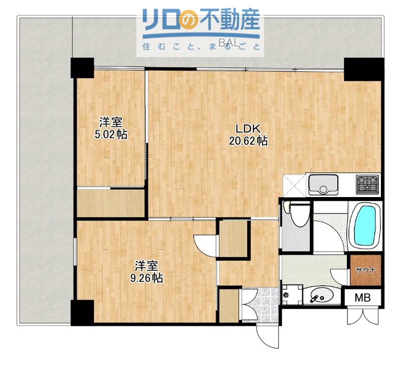 プレジオ宝塚ASIAN(2LDK/4階)の間取り写真