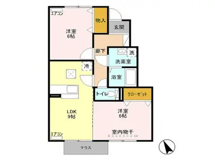 グランメールA(2DK/1階)の間取り写真