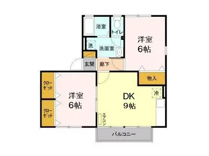 グランドソレイユ(2DK/2階)の間取り写真