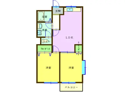 アベニール(2LDK/2階)の間取り写真