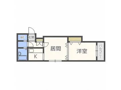 カサノール18条(1LDK/3階)の間取り写真