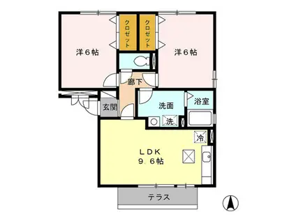 ドミール平成IIA棟(2LDK/2階)の間取り写真