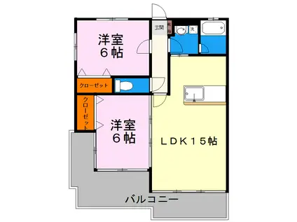 Zサイド月出(2LDK/5階)の間取り写真