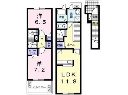 ベルソレイユ弐番館(2LDK/2階)の間取り写真
