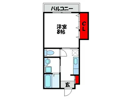 コーポ日の里壱番館(ワンルーム/1階)の間取り写真