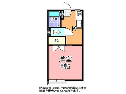フラワーハイツII(1K/2階)の間取り写真